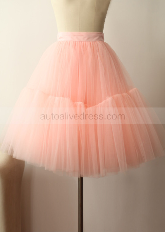 Peach Pink Satin Belt Tulle Tutu Skirt Peach Pink Satin Belt Tulle Tutu Skirt